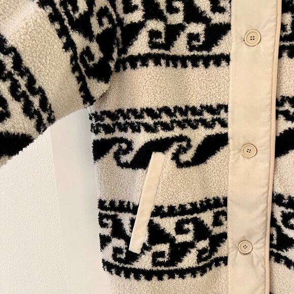 Isabel Marant Etoile Black Himemma Sherpa Tribal Print Reversible Coat Jacket - Picture 2 of 8